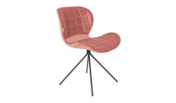 chaise omg velours rose pied métal noir