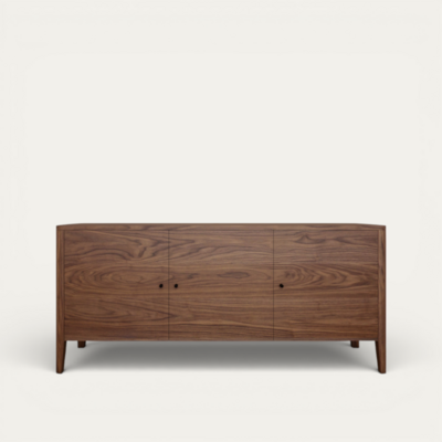 D1160_Buffet 3 portes DOLCE noyer naturel pieds arrondis sur mesure personnalisable made in bretagne