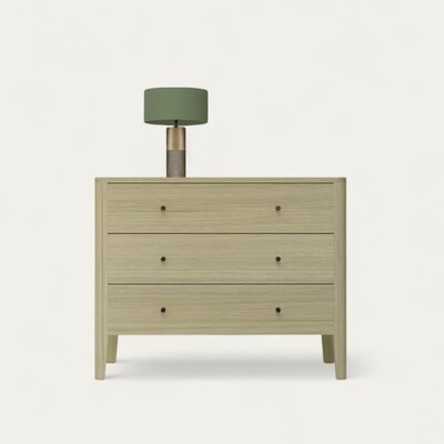 D3361_Commode 3 tioirs bouton rond métal noir chene blanchi pieds et plateau arrondis personnalisable sur mesure made in bretagne