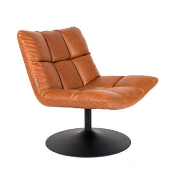 Fauteuil bar pivotant pied métal noir assise simili camel