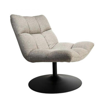 Fauteuil bar pivotant pied métal noir assise tissu gris clair