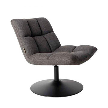 Fauteuil bar pivotant pied métal noir assise tissu gris foncé