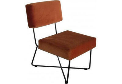 Fauteuil kaline moderne vintage année 50 velours orange brulé pirotais meubles hanjel anthezza