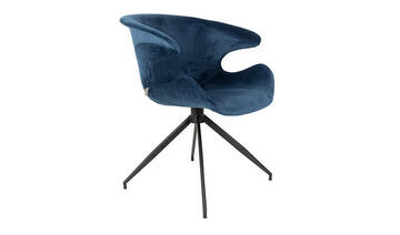 fauteuil mia velours bleu pied métal noir