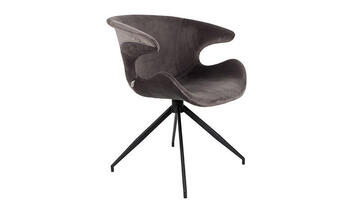 fauteuil mia velours gris pied métal noir