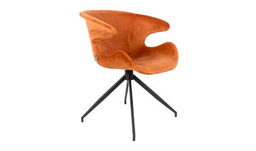 fauteuil mia velours orange pied métal noir