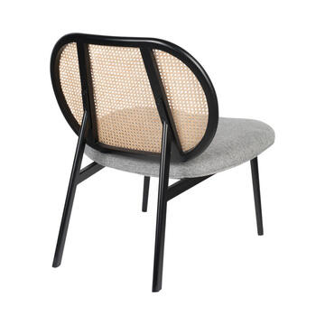 Fauteuil ZUIVER spike dos rotin cannage rotin tissu gris