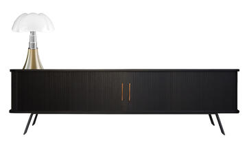 G2290_Meuble TV chêne wengé noir sur mesure - 2 portes