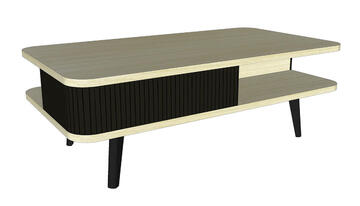 G2561_Table basse 2 portes rideau_GROOVE Chêne blanchi &amp; wengé noir personnalisable sur mesure made in bretagne