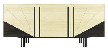 GA1155_Buffet 3 portes_GATSBY chêne blanchi et wengé noir bois massif piétement métal doublé