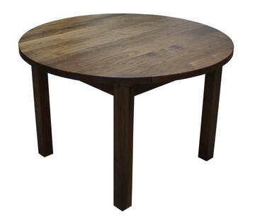 LP421 Table ronde 1 allonge papillon à l'intérieur ouverture synchronisée Noyer naturel bois massif sur mesure  vernis mat