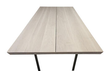 M1700d_table chêne blanchi double plateau piétement métal trapèze sur mesure made in bretagne