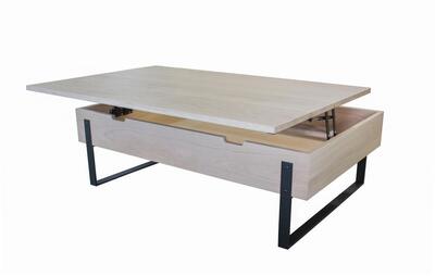 Table basse relevante Chêne blanchi et métal M2500
