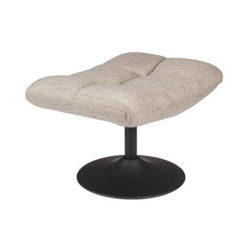 Pouf repose pieds assorti au fauteuil pivotant DUTCHBONE tissu gris clair pied métal noir