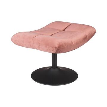 Pouf repose pieds assorti au fauteuil pivotant DUTCHBONE velours rose pied métal noir