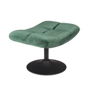 Pouf repose pieds assorti au fauteuil pivotant DUTCHBONE velours vert pied métal noir profil