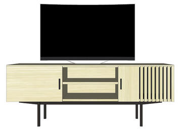 Buffet TV Chêne blanchi et métal T2561