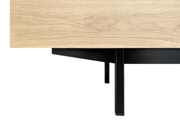 T2562_Buffet TV Tempo tasseaux 3 portes chêne blanchi pied bateau métal noir sur mesure made in Bretagne détail