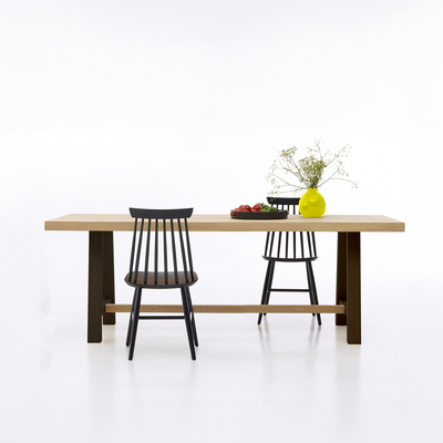 Table atelier chêne blanchi pied tréteaux
