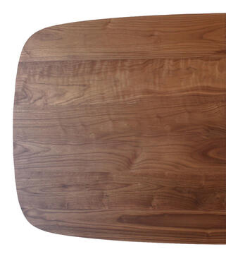 Table ovale slim bord biseauté modèle trombone noyer naturel massif made in bretagne