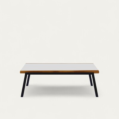 TABLE oxygen noyer naturel pieds balustrade dessus Fenix blanc made in France