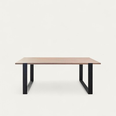 table rectangulaire chant droit chêne blanchi pied métal en U