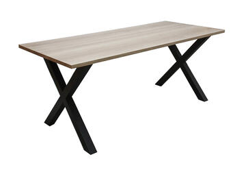 Table rectangulaire chêne blanchi chant droit pied en croix chêne wengé noir sur mesure personnalisable made in France