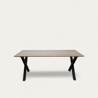 Table rectangulaire chêne blanchi pied en croix chene wengé noir sur mesure personnalisable made in France