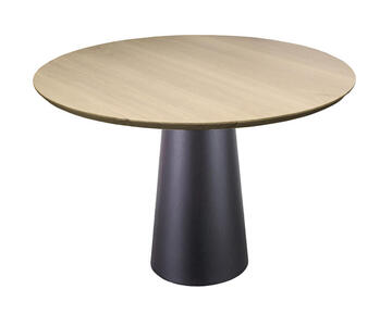 U1920_Table ronde 120 plateau chêne blanchi pied cône forme champignon métal noir sur mesure made in france