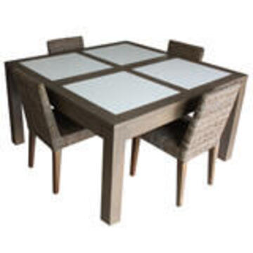 11552 Table carrée 1 allonge Chêne grisé & Corian blanc