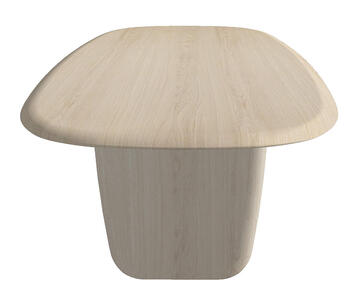 U1838_Table UBLO ovale en aile d'avion pied plein avec arrondis chêne blanchi bois massif sur mesure made in Bretagne