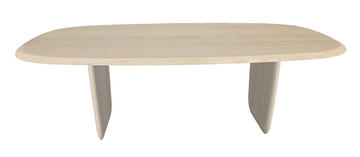 U1838_Table UBLO ovale en aile d'avion pied plein avec arrondis chêne blanchi bois massif sur mesure made in France