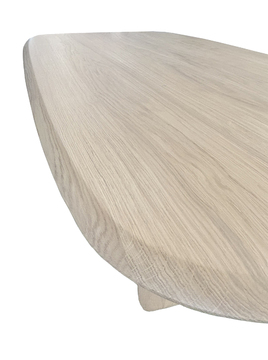 U1838PU_Table ovale chêne blanchi massif plateau et piétement en u arrondis en aile d'avion sur mesure personnalisable fabrication française