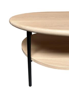 U2571_Table basse Ublo double plateau chêne blanchi piétement métal noir fabrication française