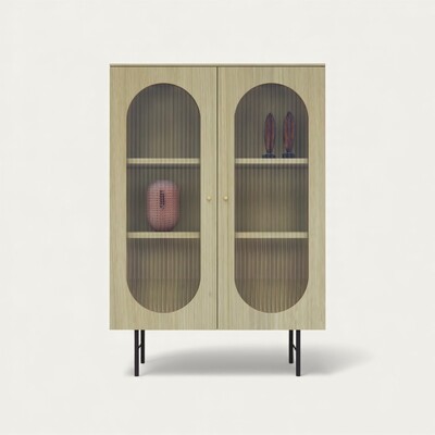 Vitrine ublo verre flute 2 portes pied métal-Photoroom