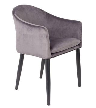 ZUICAT Fauteuil Catelyn velours gris pied métal noir