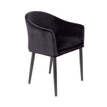 ZUICAT Fauteuil Catelyn velours noir pied métal noir