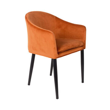 ZUICAT Fauteuil Catelyn velours orange pied métal noir