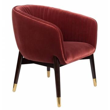 ZUIDOL fauteuil velours lie de vin pied bois embout doré