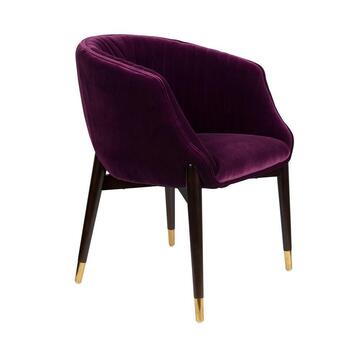 ZUIDOL fauteuil velours violet pied bois embout doré