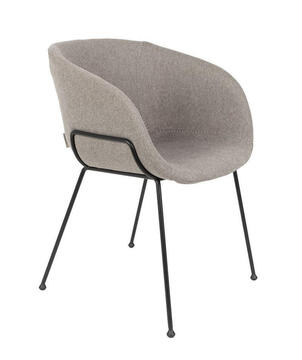 ZUIFES Fauteuil tissu gris pied métal noir