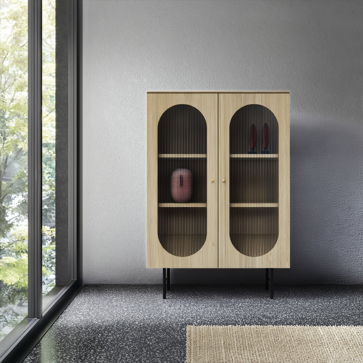 Vitrine Ublo 2 portes verre flute