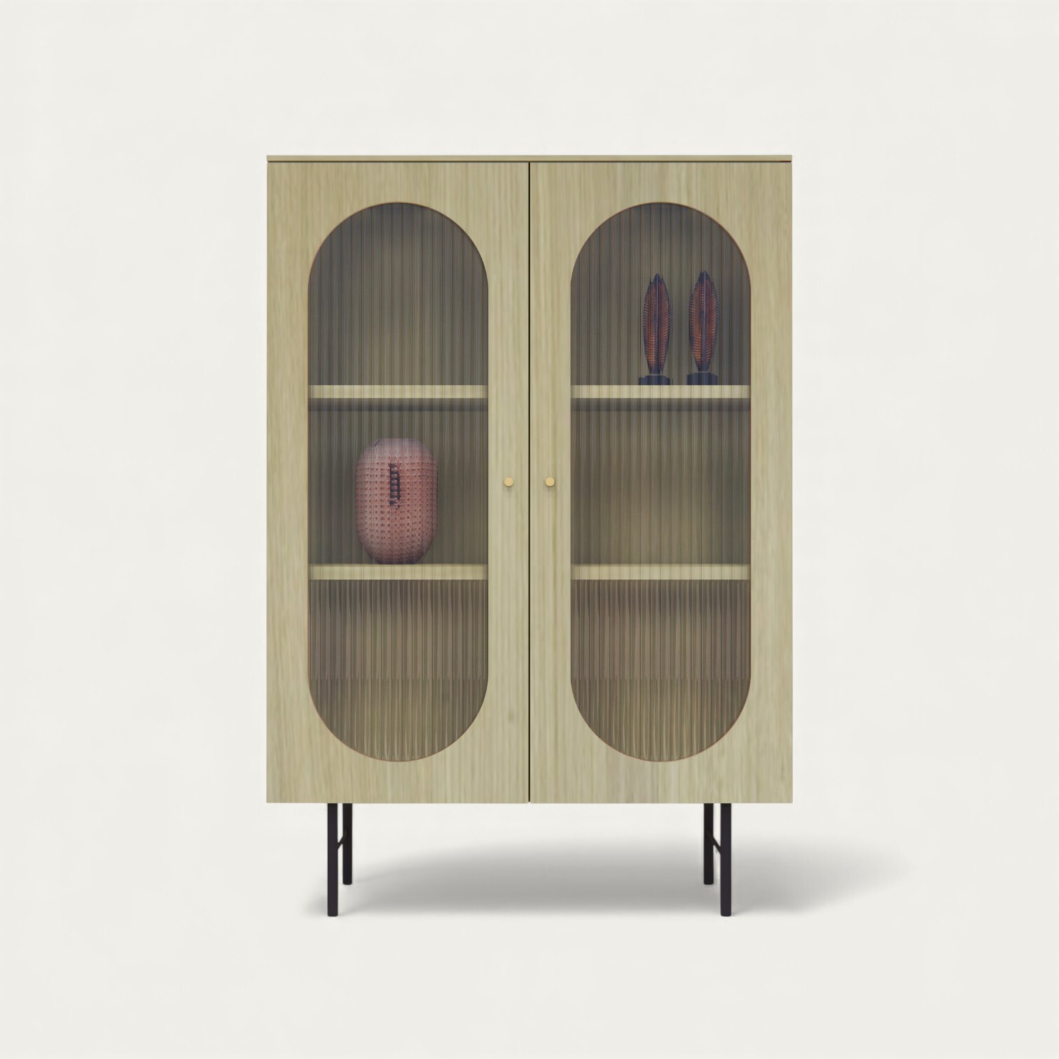 Vitrine ublo verre flute 2 portes pied métal-Photoroom